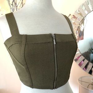 Guess Olive Green Bandage Crop Top